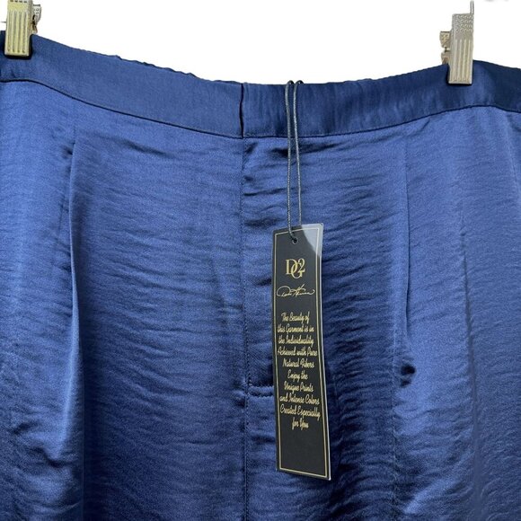 DG2 Diane Gilman Satin Cargo Pants Plus Size 18W Blue Straight Leg NWT - Picture 5 of 12